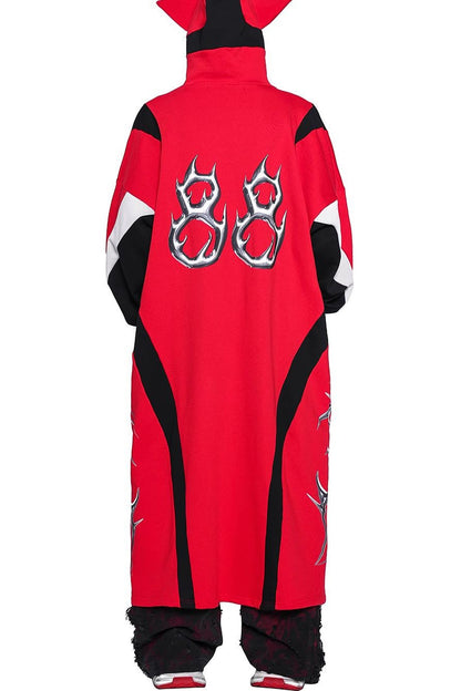 Cat Ear Spliced Racing Stripe Long Hoodie