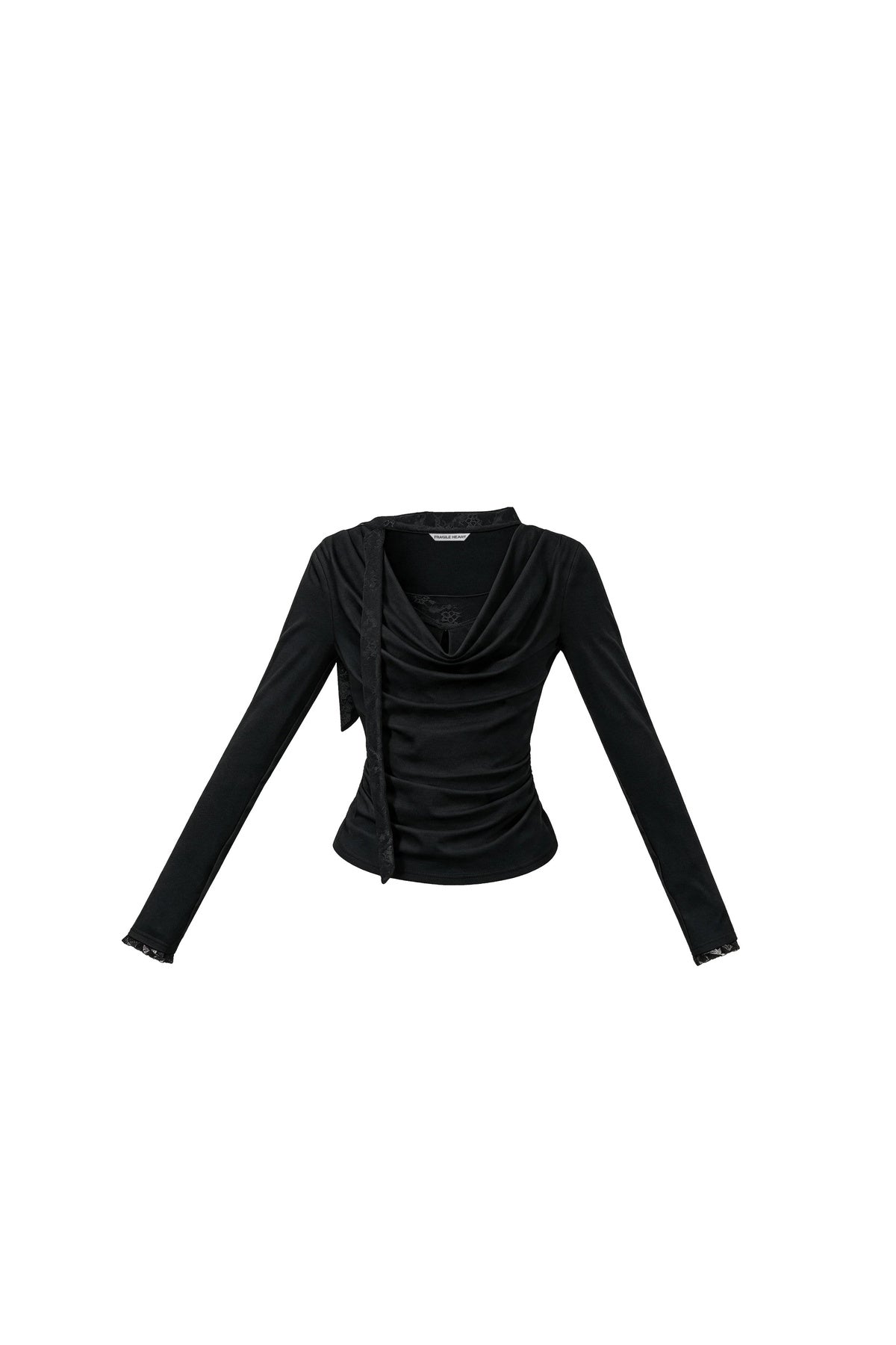 Langarmtop mit Spitzen-Twist-Patchwork und Schleife