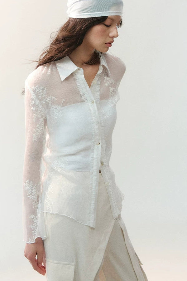 Misty Veil Ruffled Blouse