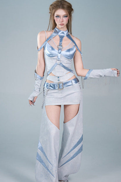 Blue Chain Strap Shoulder Accessory Set-Up