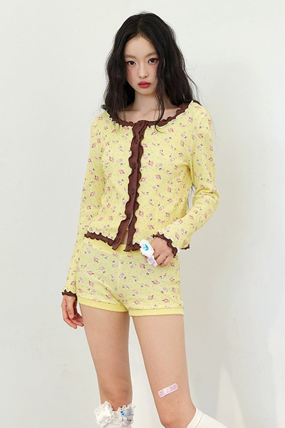 Cardigan in maglia a maniche lunghe con stampa bicolore