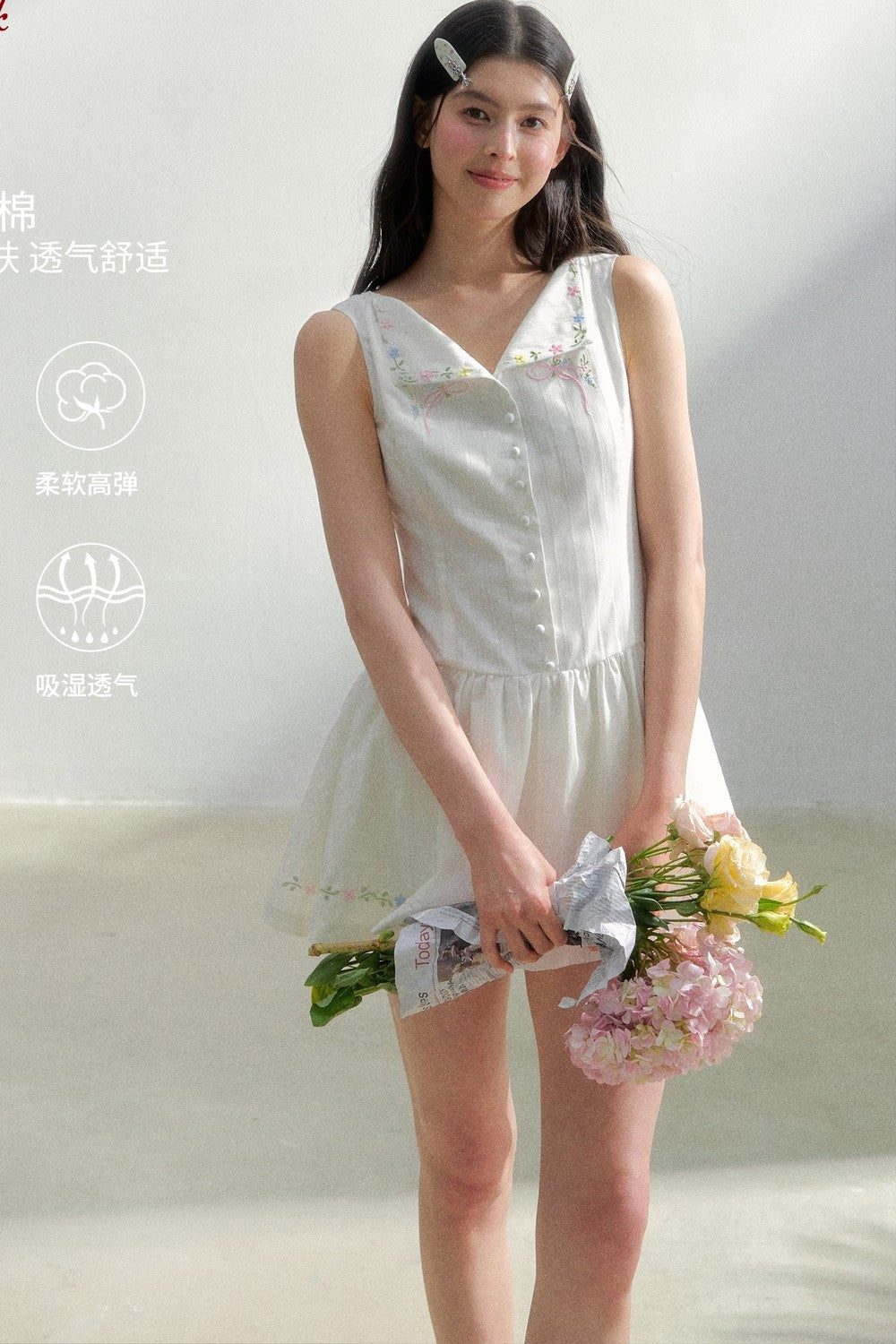 White Embroidered Summer Dress