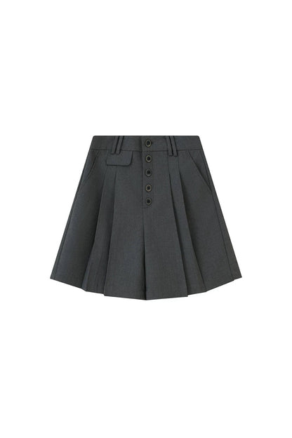Pleated Gray Dress Shorts