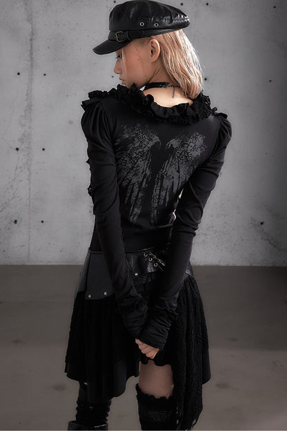 Punk Print Layered-Look Ruffle Irregular Dress