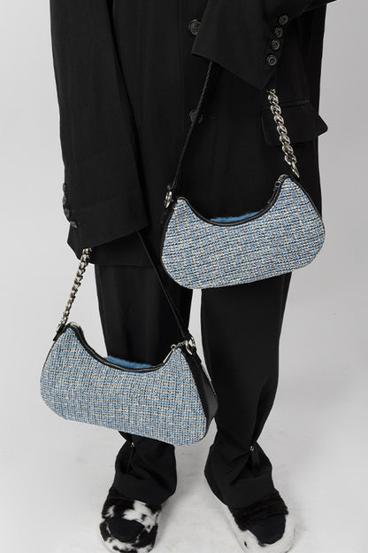 Genuine Leather Color-Block Crossbody Bag