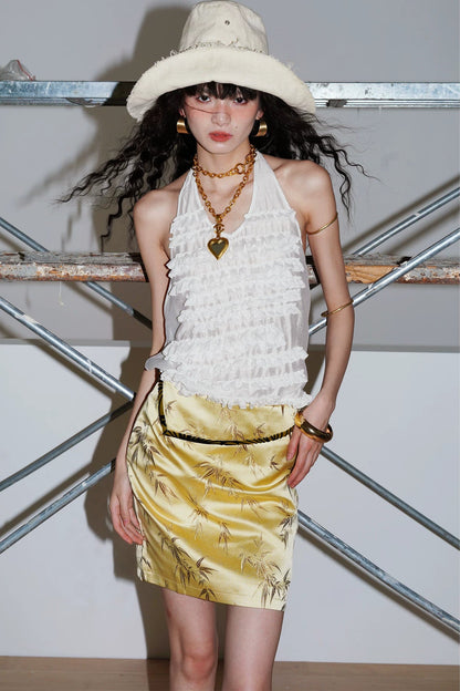 Bamboo Leaf Jacquard Skirt