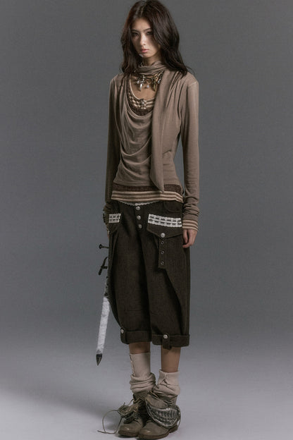 Langarmshirt im Lagenlook mit Spitzen-Patchwork und Streifen