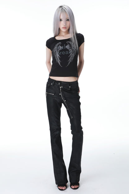 Damen-T-Shirt mit kurzen Ärmeln und Diamantflügeln