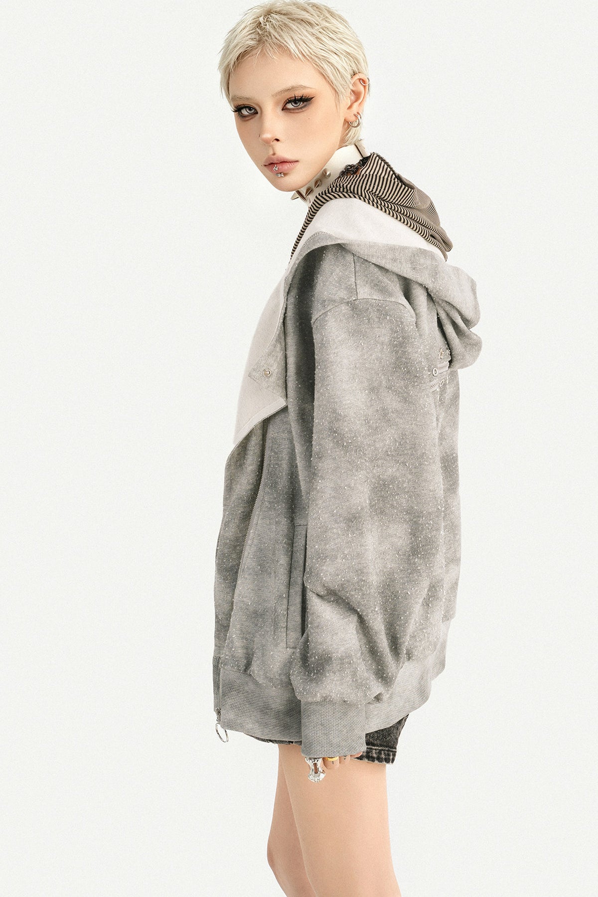 Y2K Layered-Look Hooded Jacket