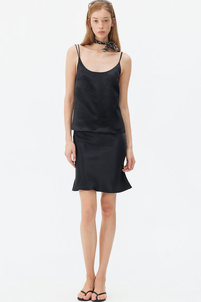 Thin Strap Satin Camisole and Mermaid Skirt Set-Up