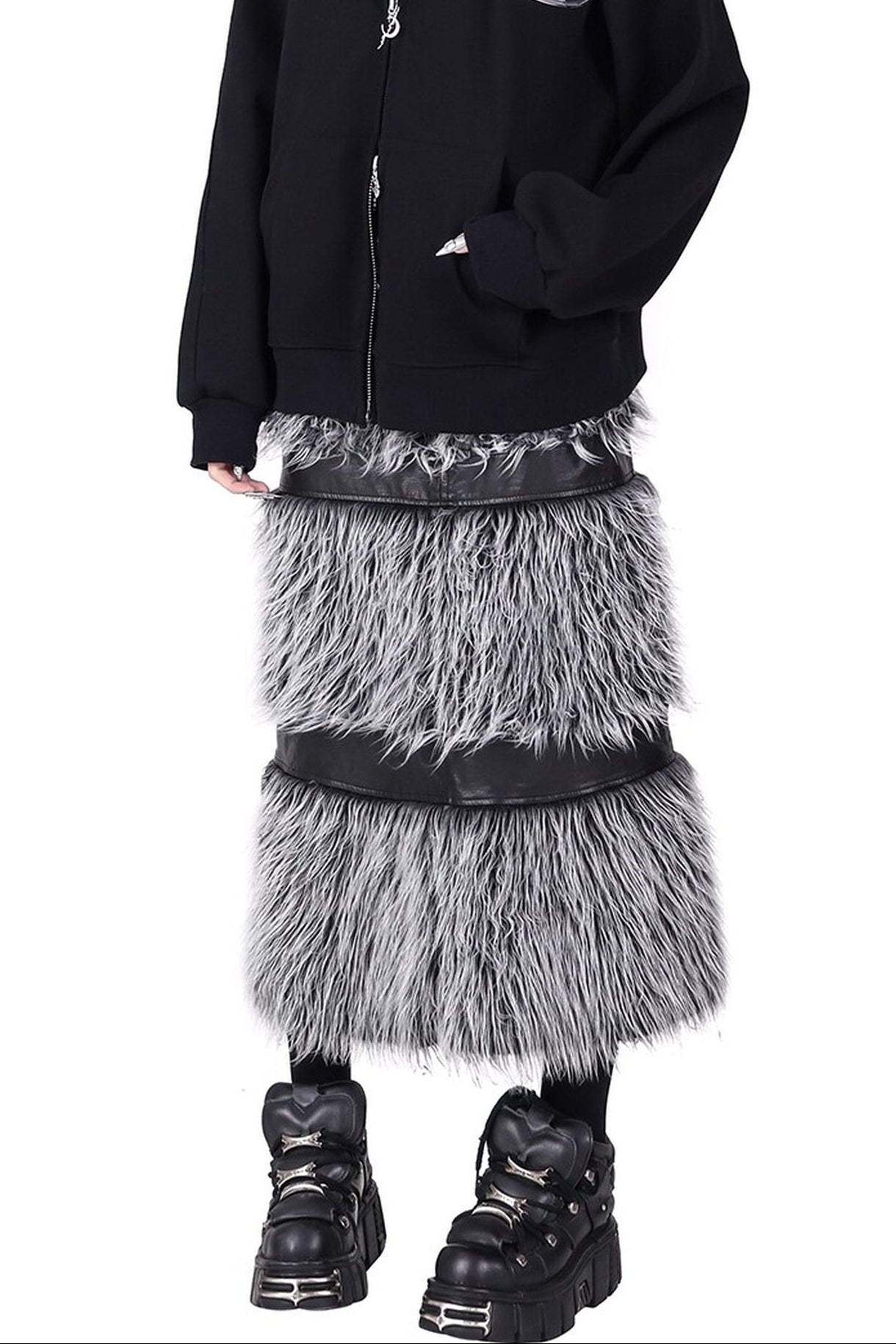 Reversible Patchwork Leather Skirt