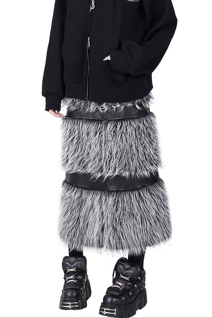 Reversible Patchwork Leather Skirt