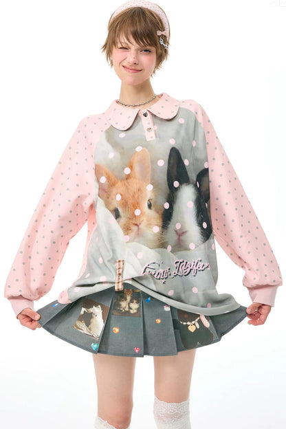 Pink Rabbit Polka Dot Sweatshirt