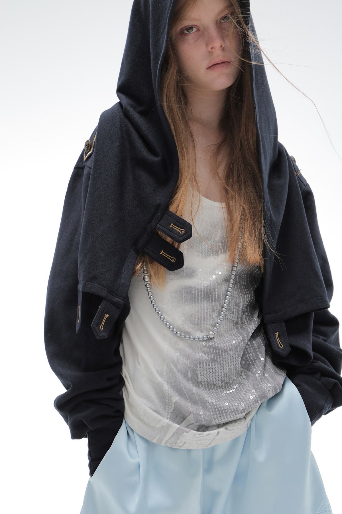 Asymmetrical Hooded Cape Sweatshirt Jacket