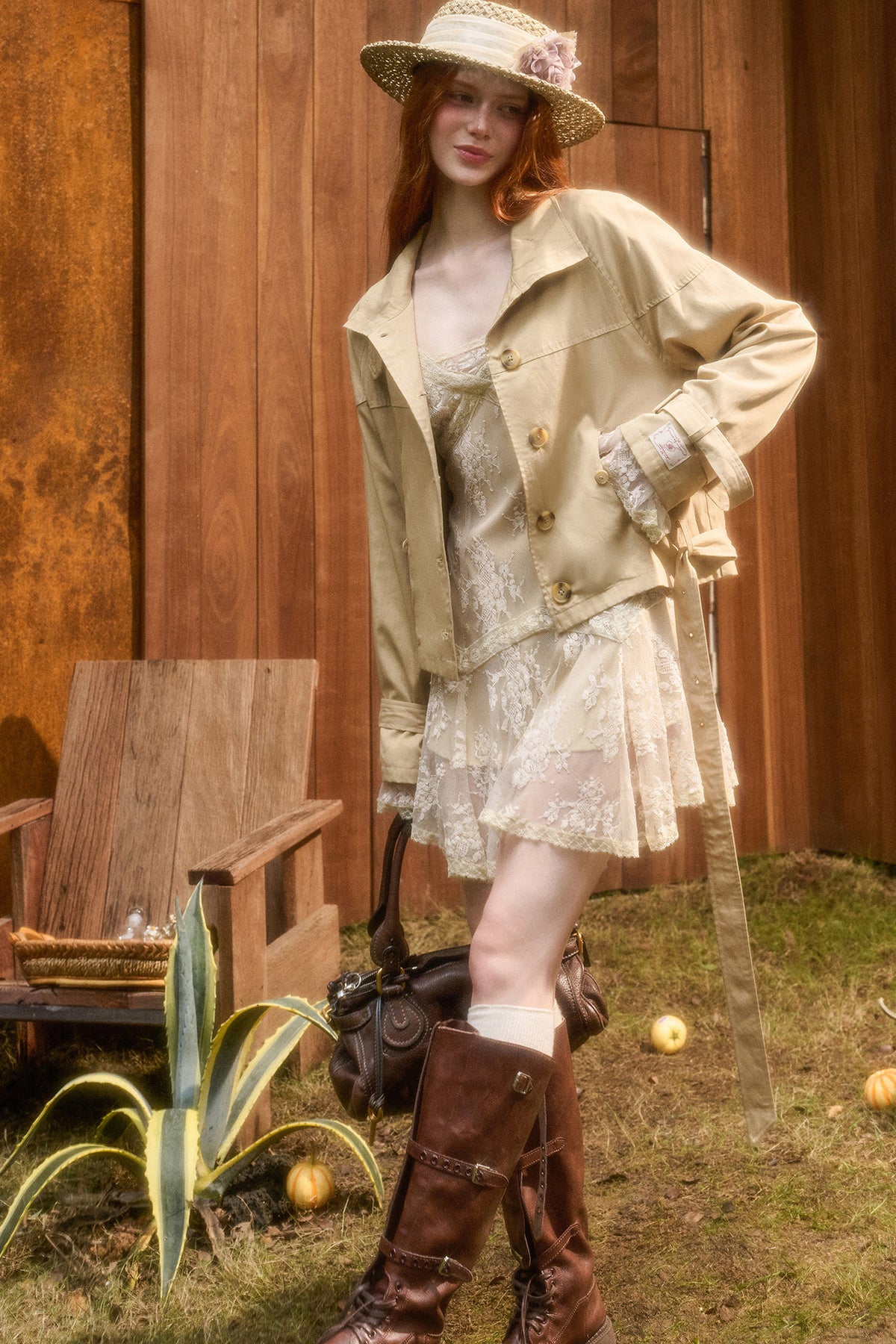 3D Vine Relief Cotton Lace Dress