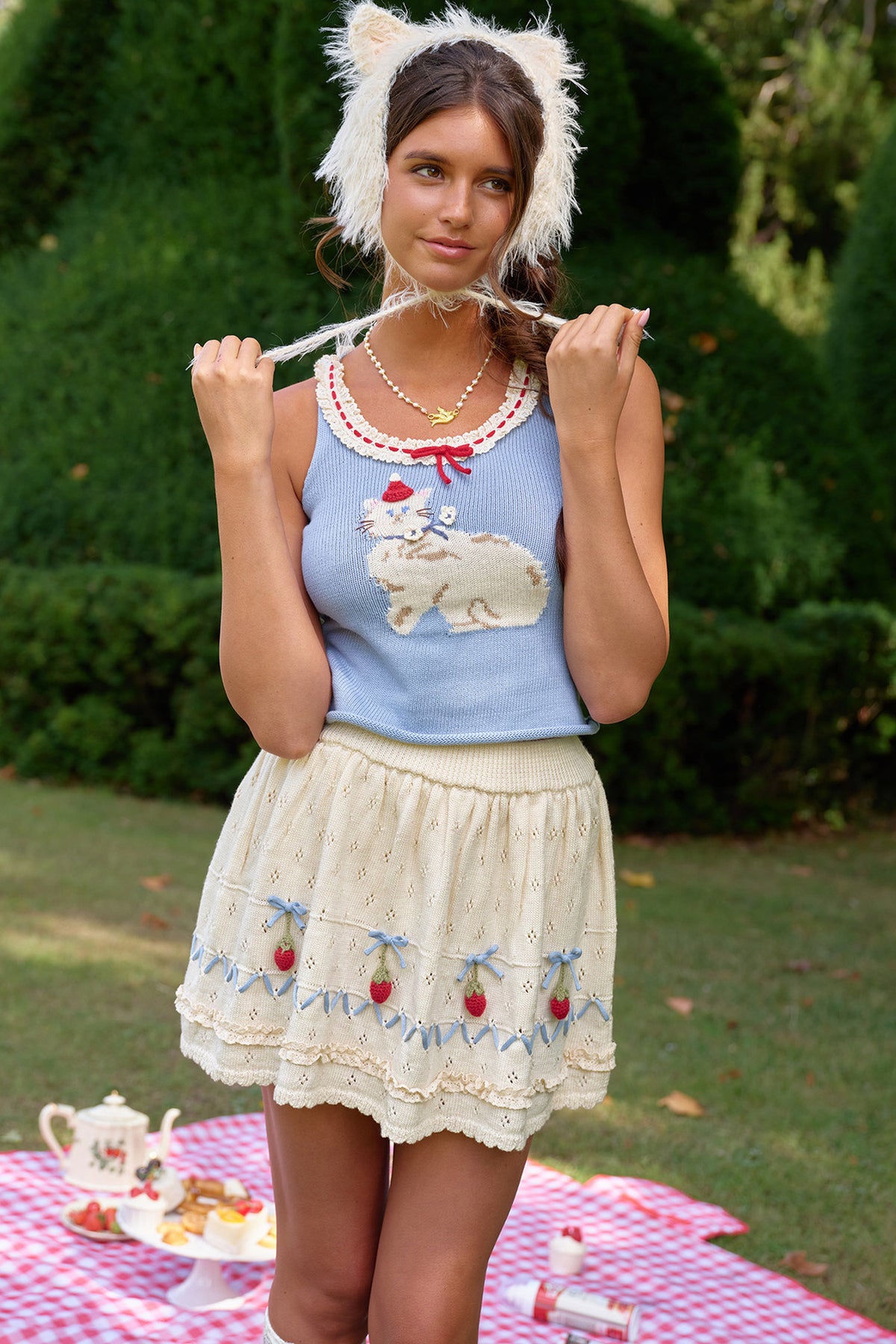Christmas Berry Knitted Cardigan and Dress Set-Up