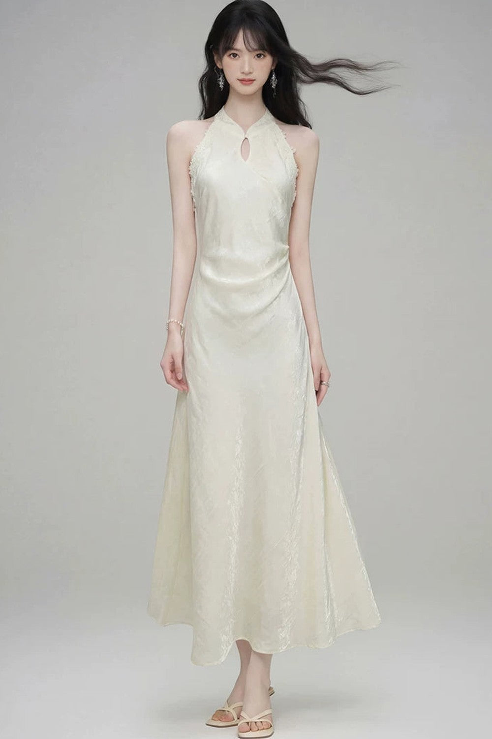 Chinese Style Jade Lace Cheongsam Dress