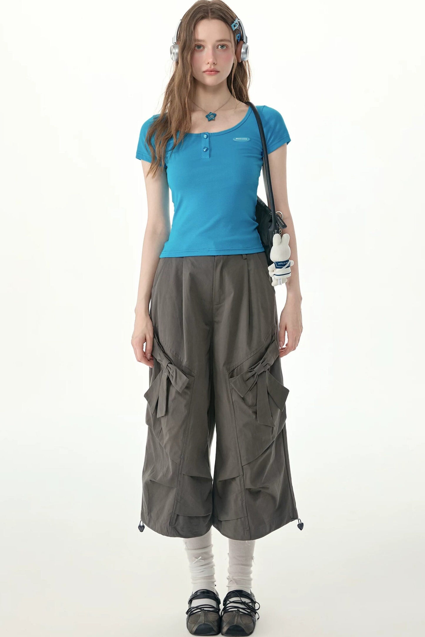 Sea Salt Blue U-Neck Slim Fit Top