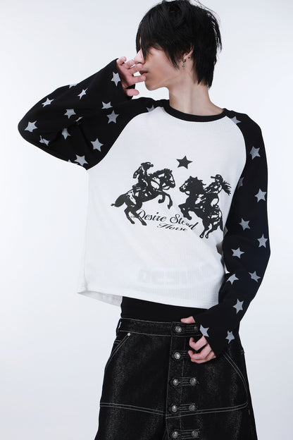 Raglan-T-Shirt mit Ritterturnier-Print und Stern