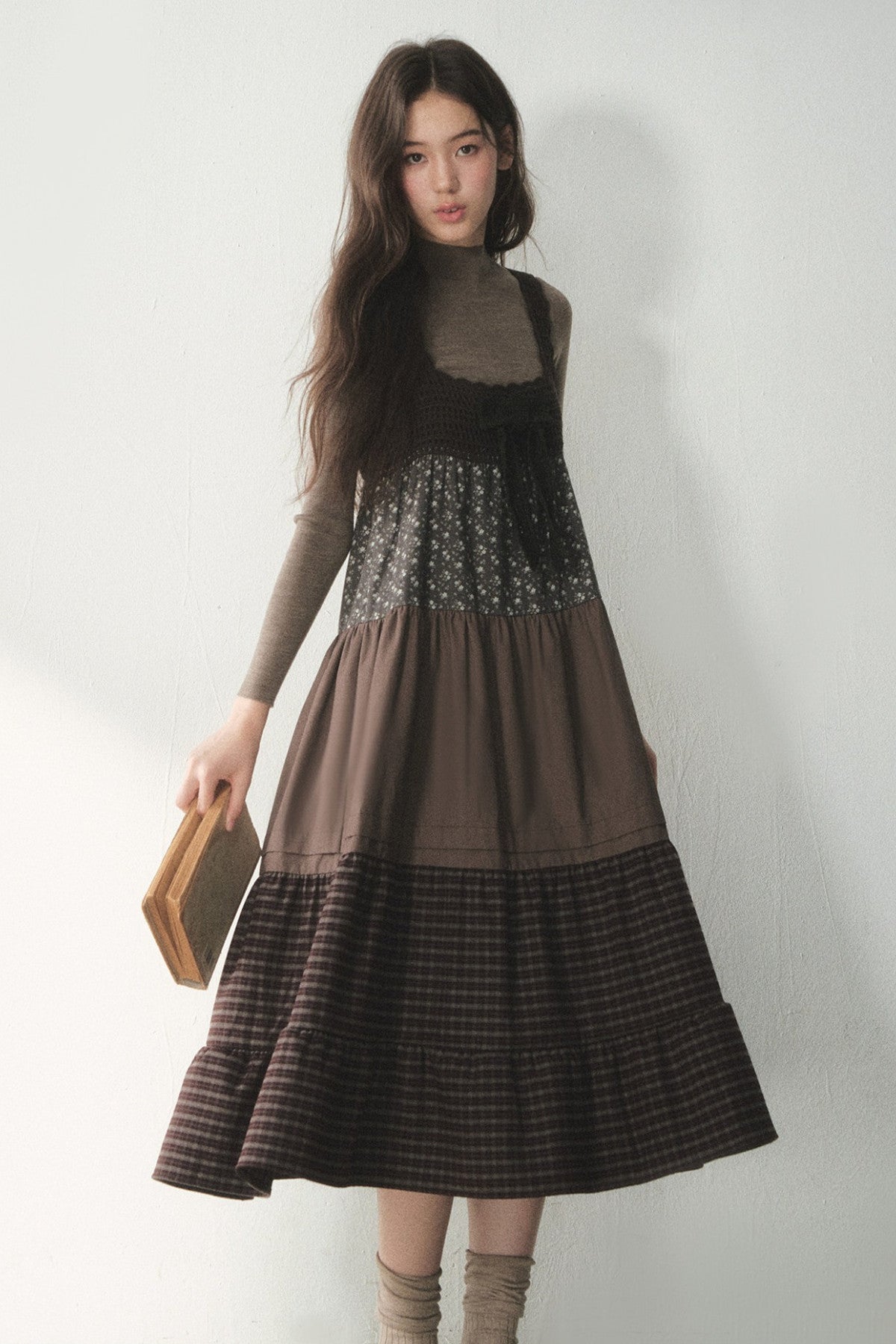 Plaid Floral Patchwork Dress