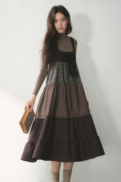 Plaid Floral Patchwork Dress