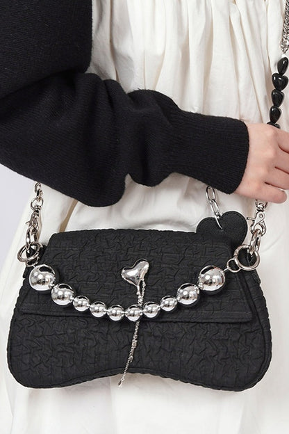 Pearl Pleated Crossbody Bag