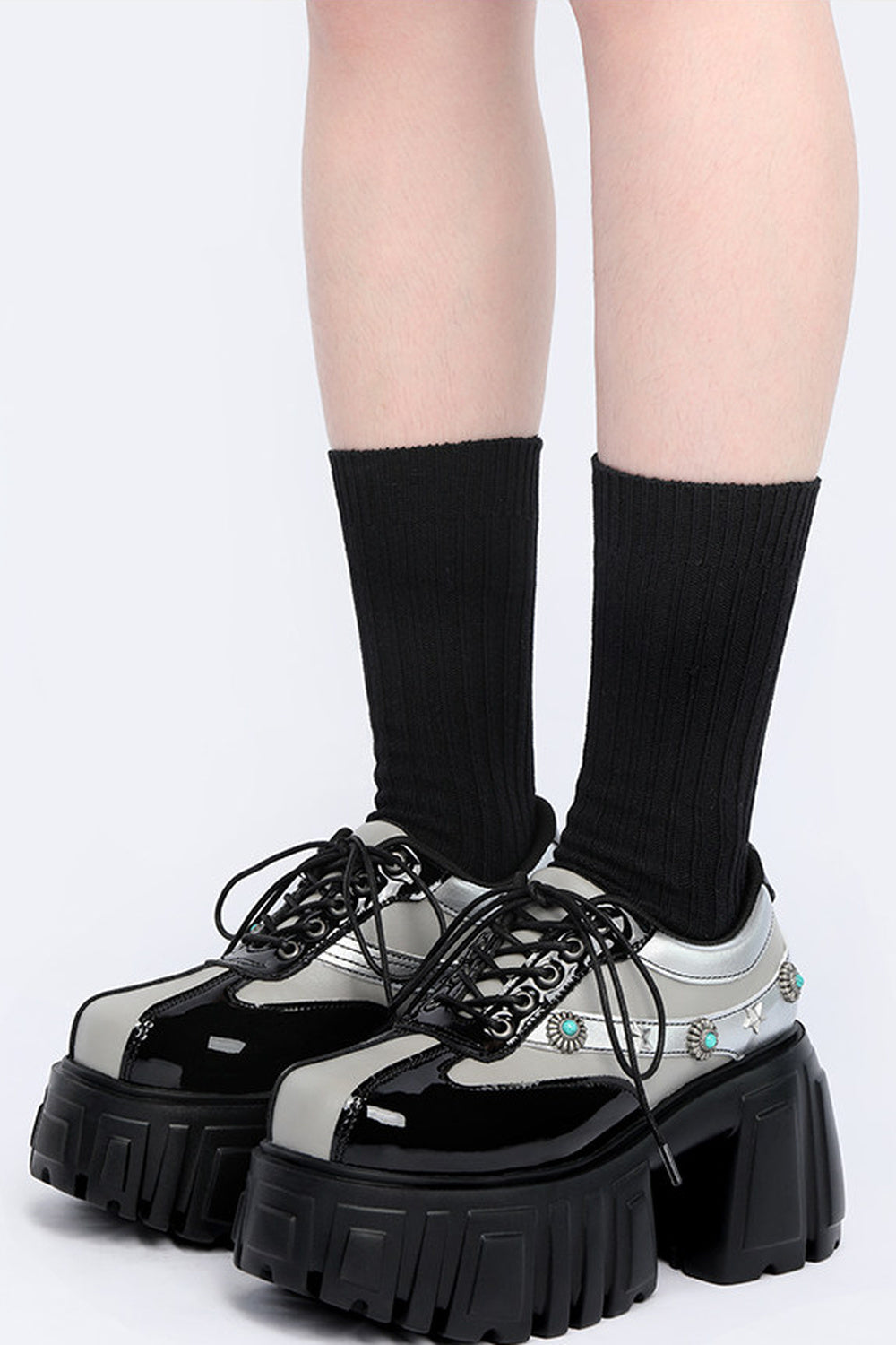 Cyberpunk Silver Chunky Platform Shoes