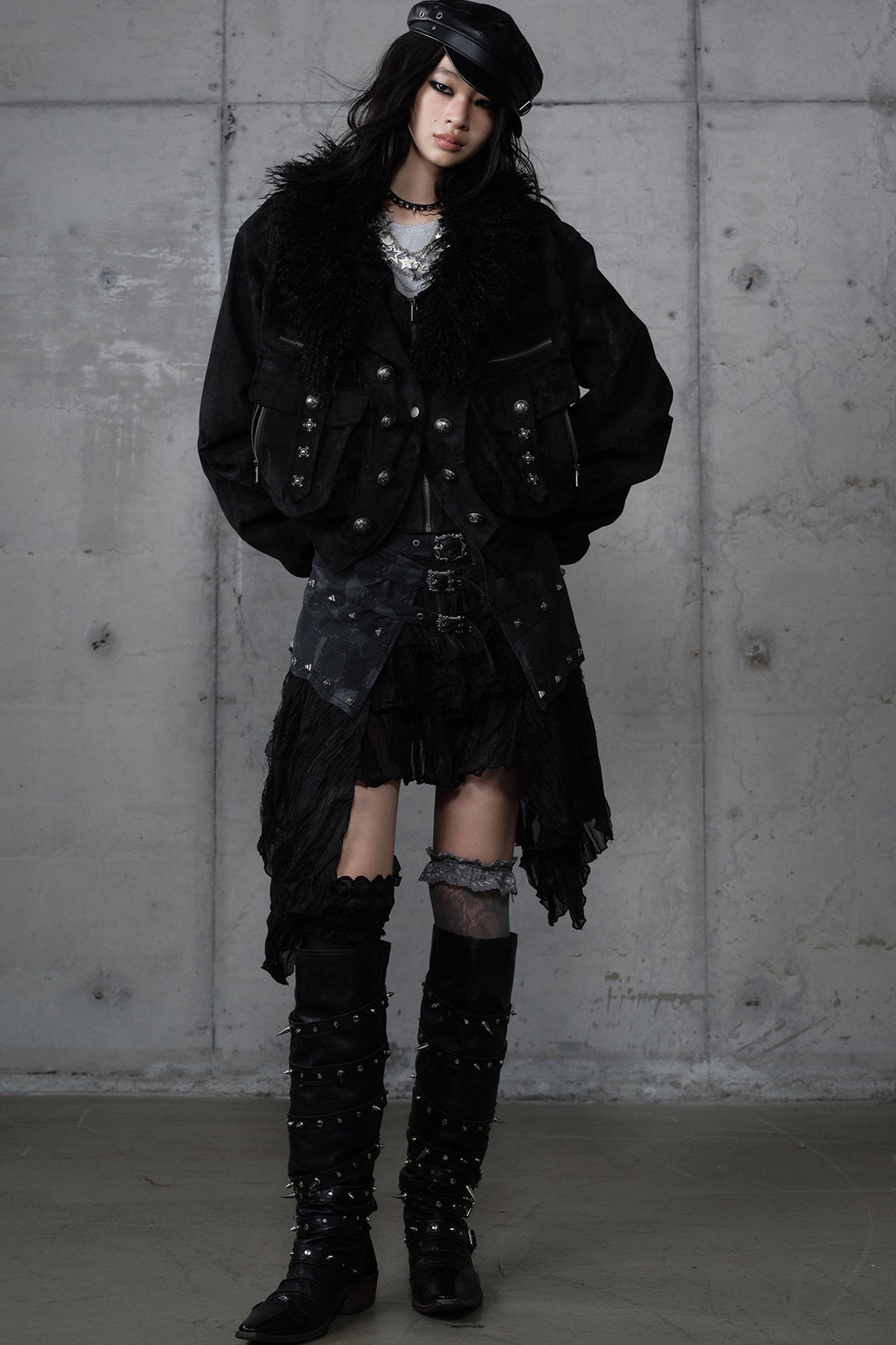 Functional Layered-Look Suede Jacket