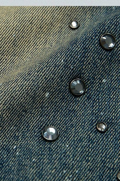 Pantaloncini di jeans effetto vissuto a gamba ampia