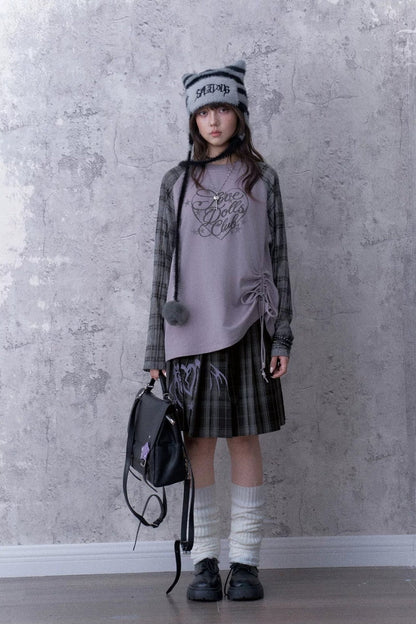 Graffiti Double Waist Pleated Skirt