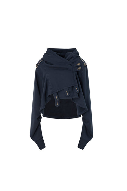 Asymmetrical Hooded Cape Sweatshirt Jacket