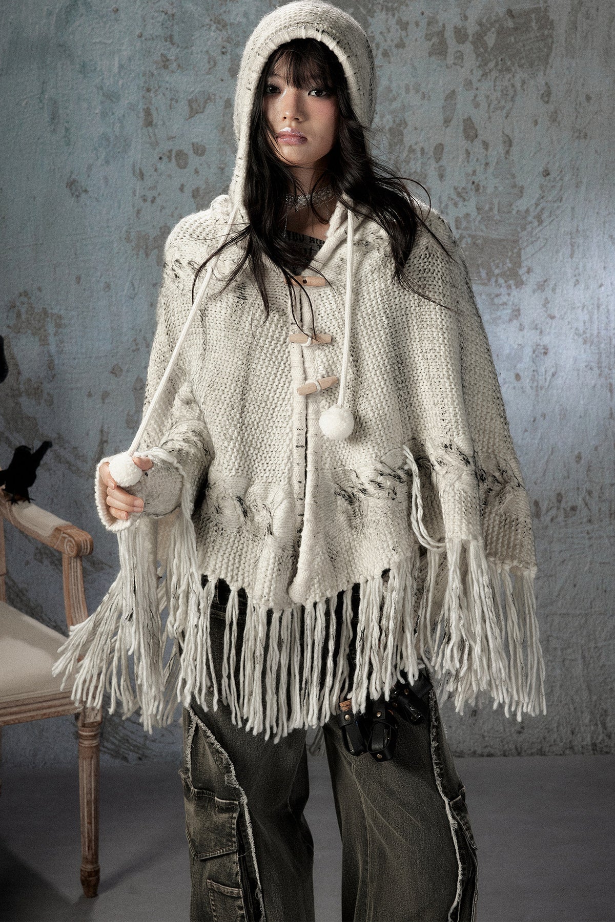 Knitted Hooded Cape