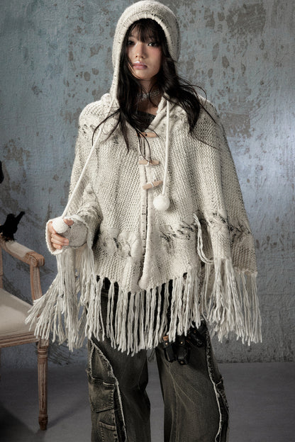 Knitted Hooded Cape