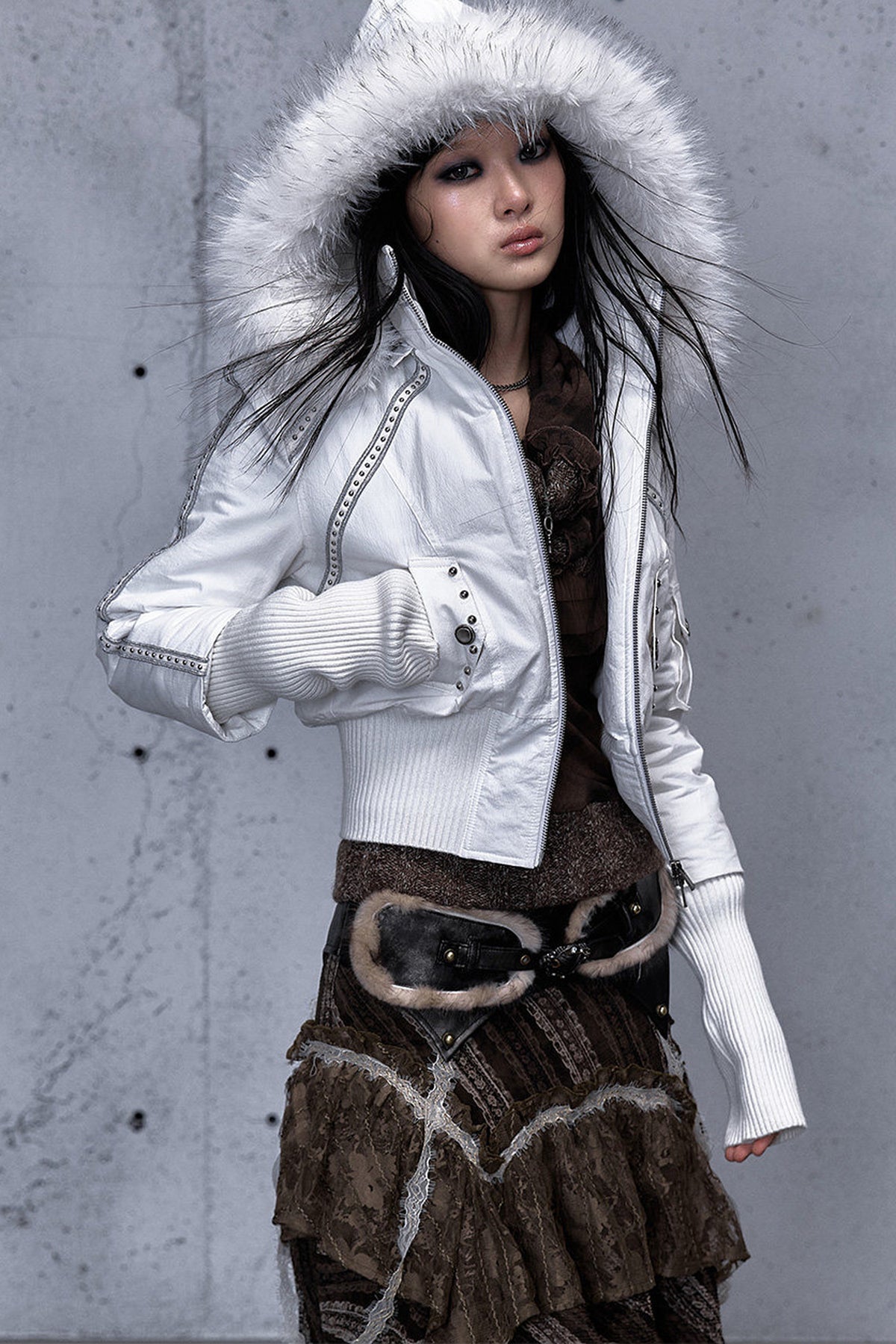 Hooded Fur Collar Parka Outer