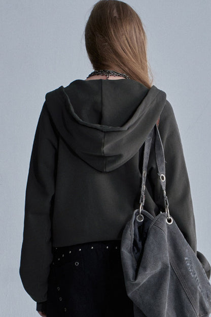 Acid-Washed Reversible Hooded Terry Jacket