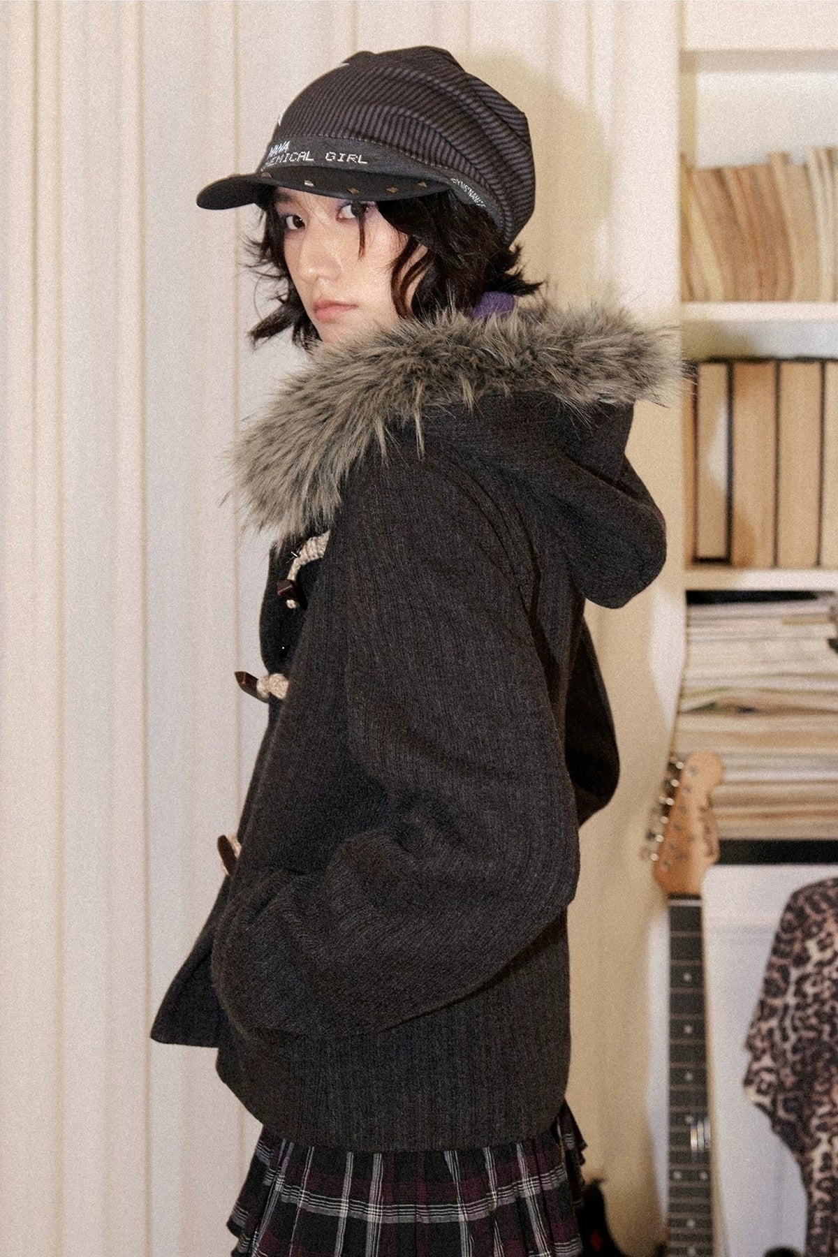 Short Tencel Wool Blend Duffle Jacket