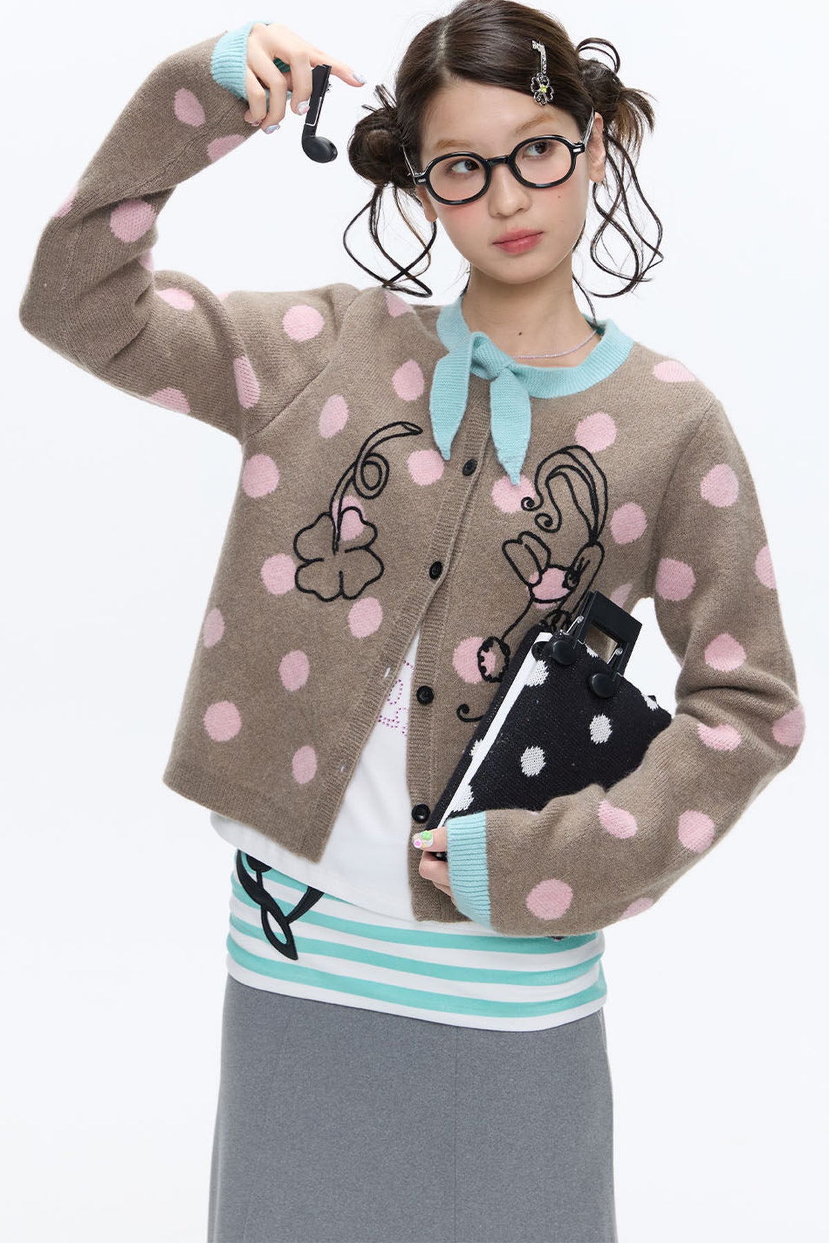 Mint Green Polka Dot Cardigan