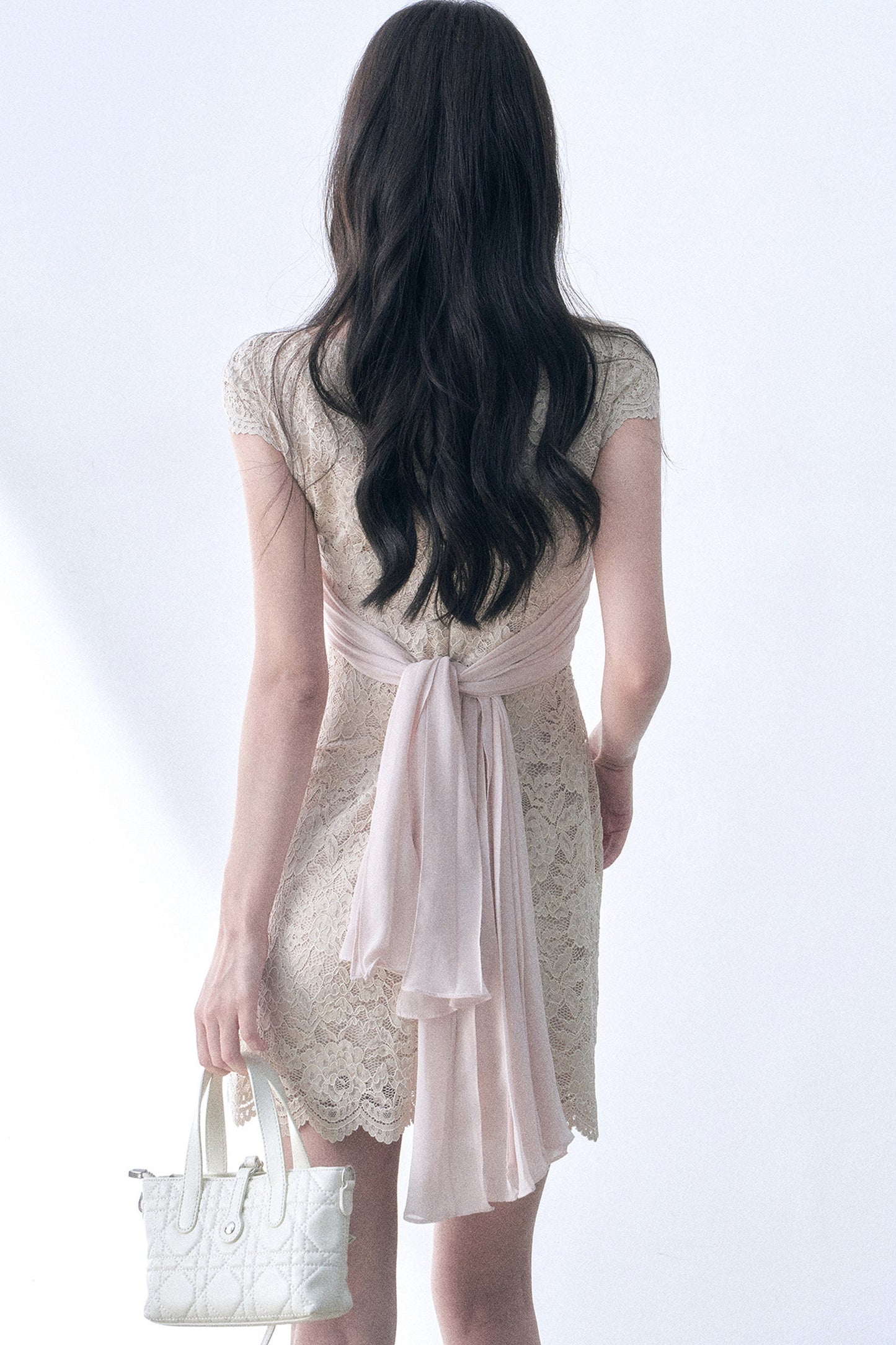 Elastic Lace Waist-Cinching Dress