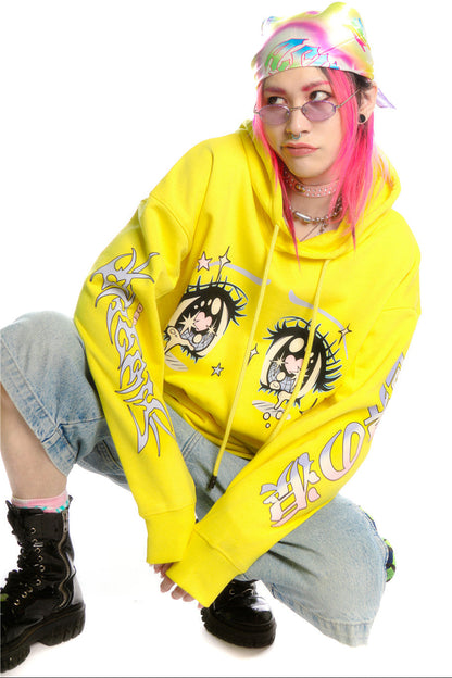 Anime Eye Print Loose Jacket