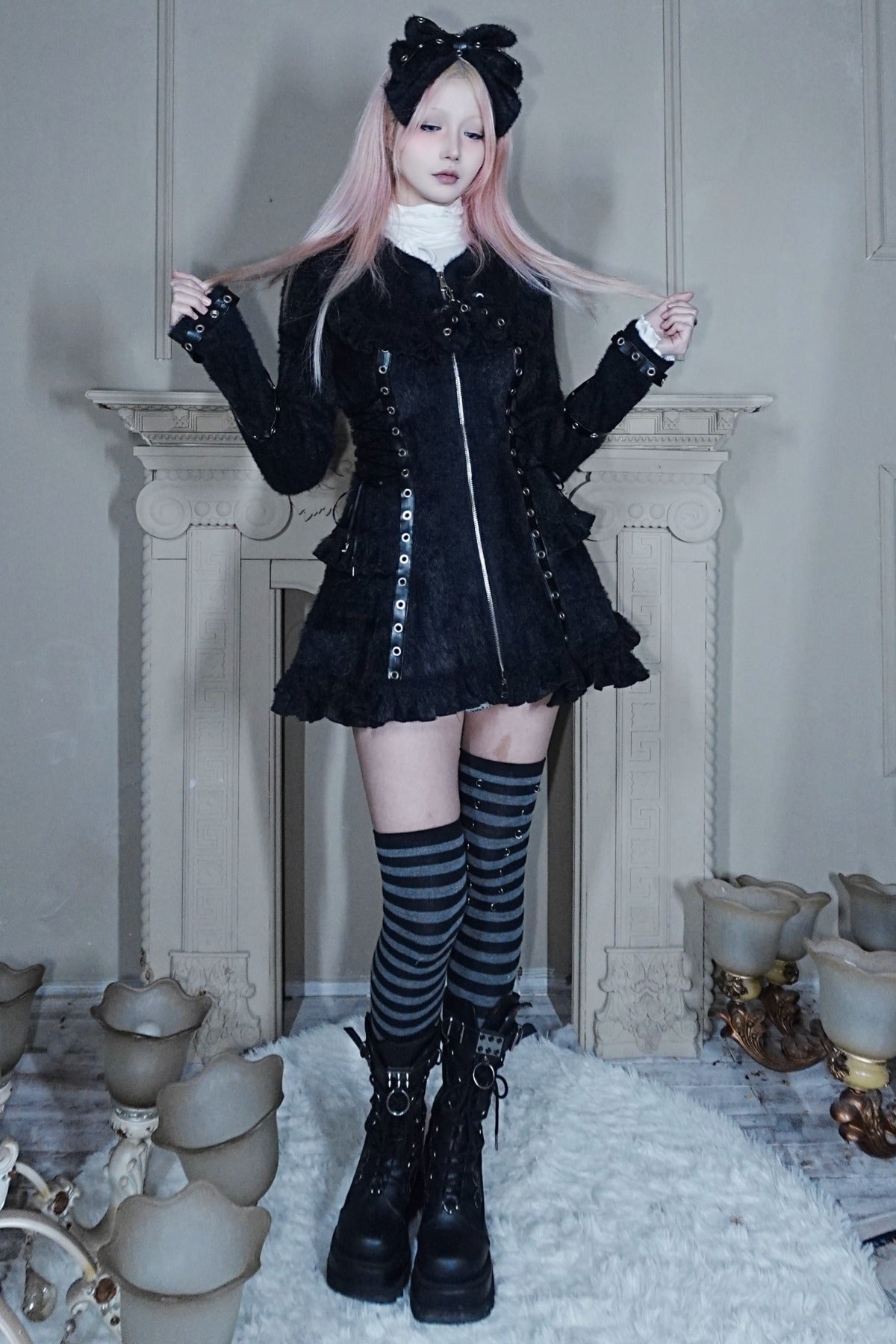 Cat Ear Hooded Plush Dress