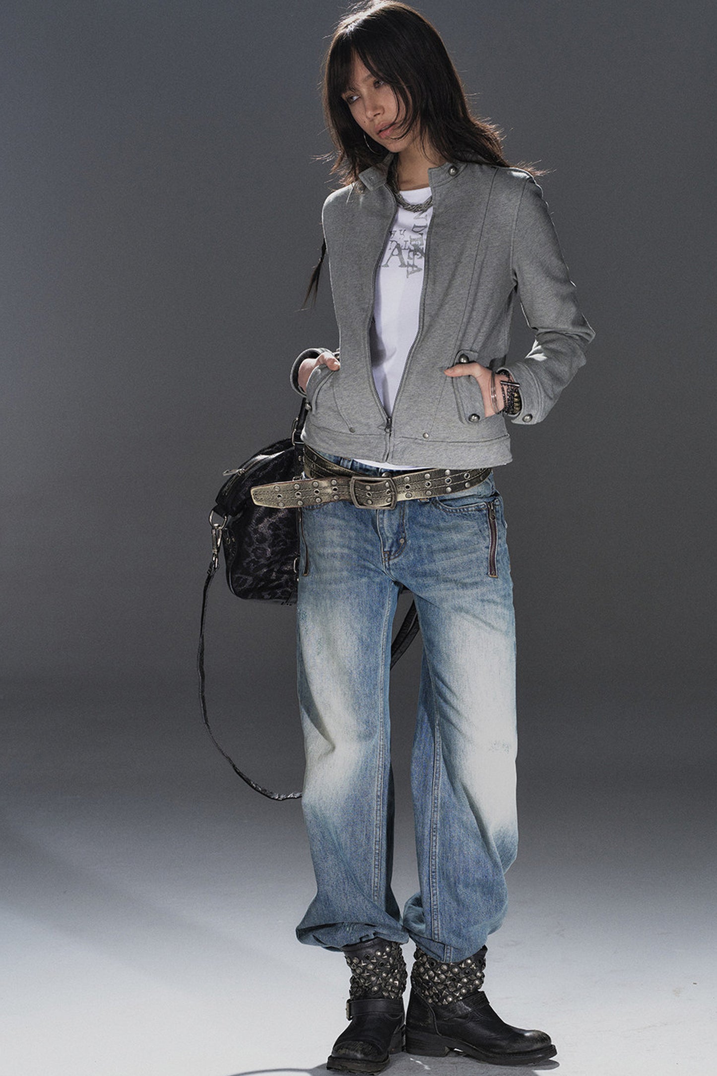 Punk Gray Zipper Jacket