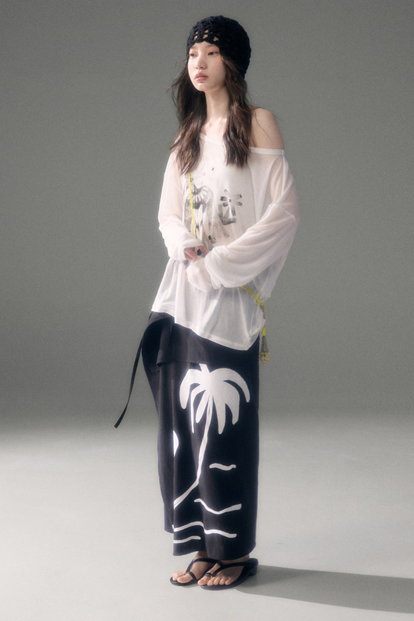 Palm Sunset Print Skirt