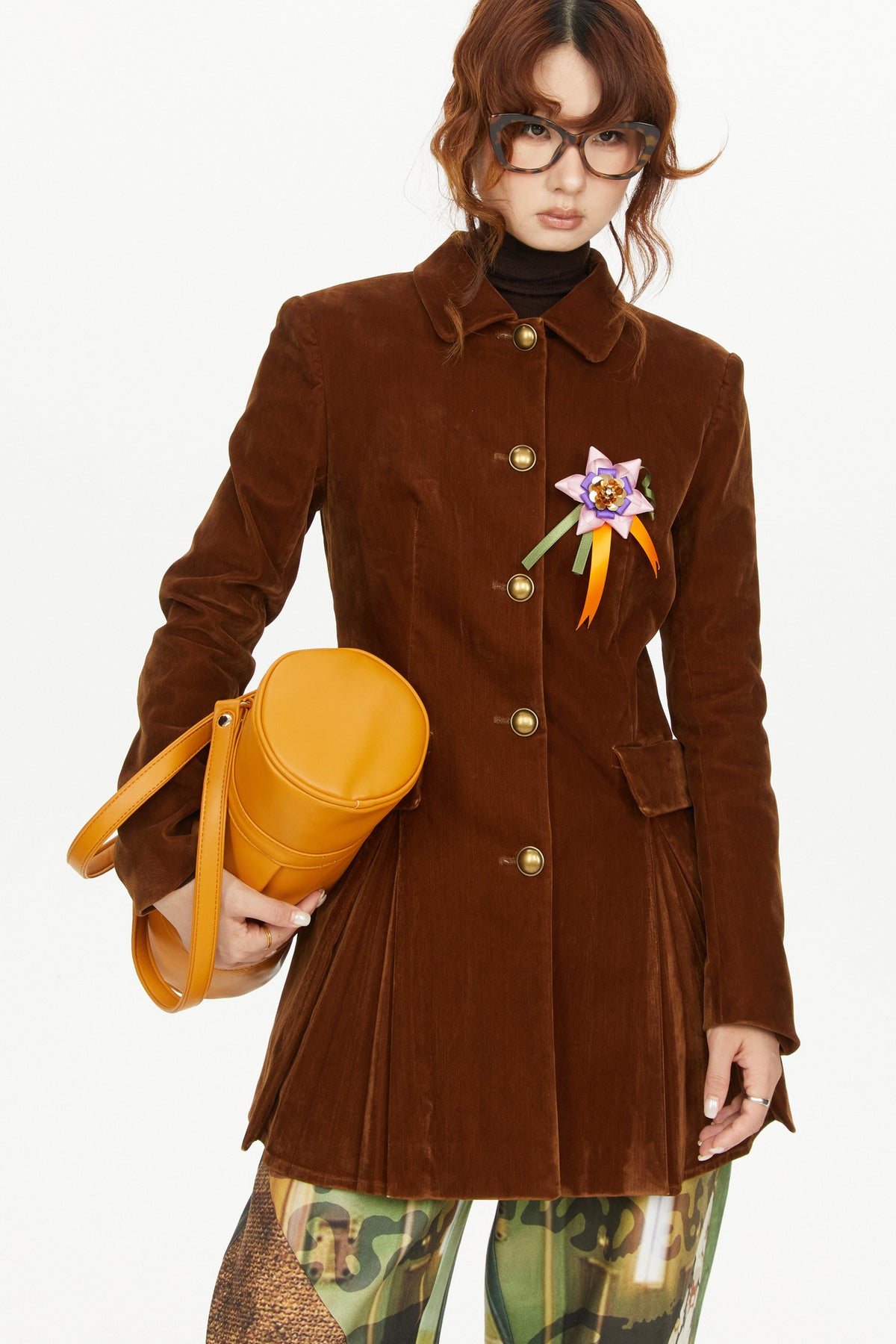 Brown A-Line Long Coat