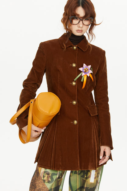 Brown A-Line Long Coat