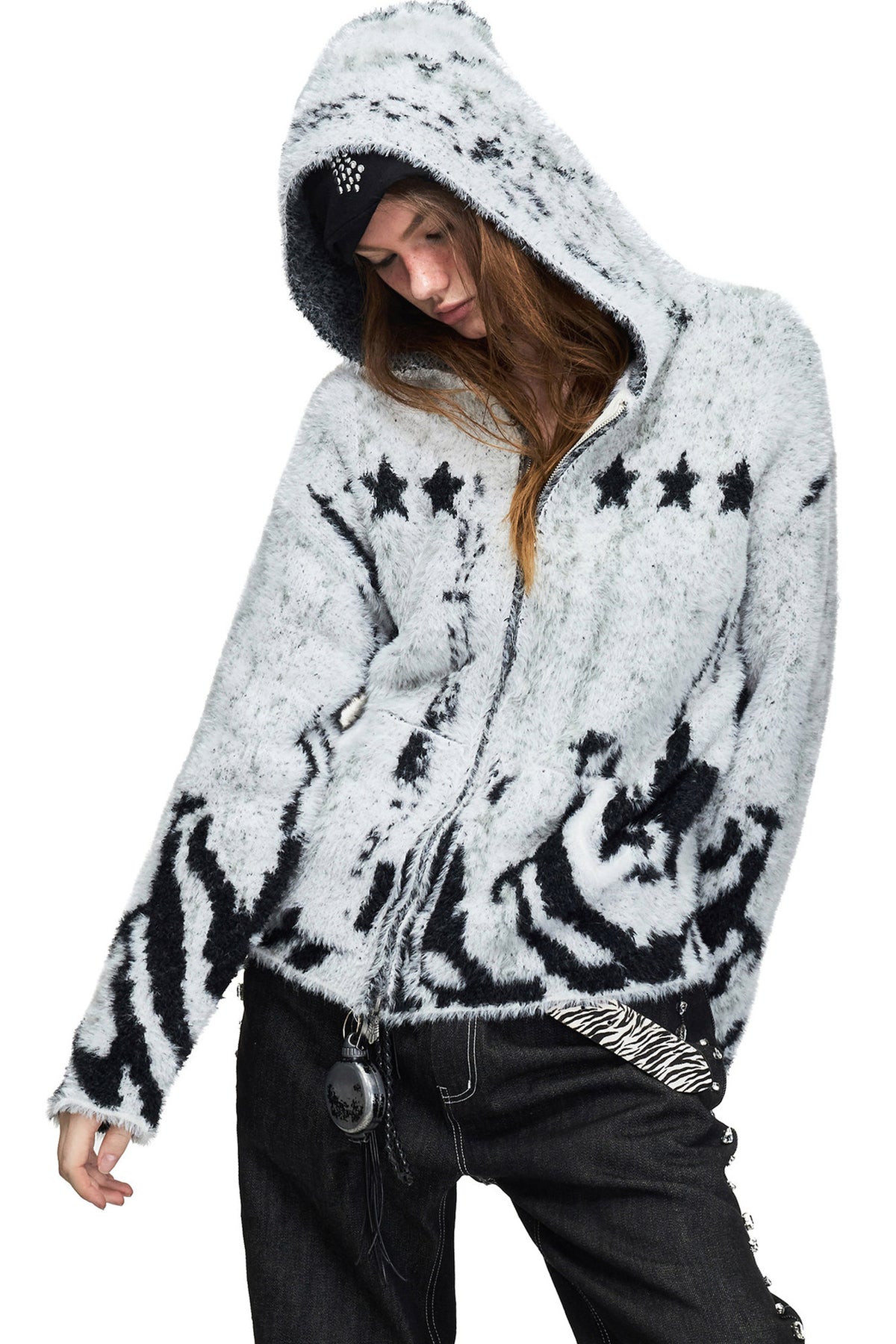 Tiger Star Hooded Zip Cardigan