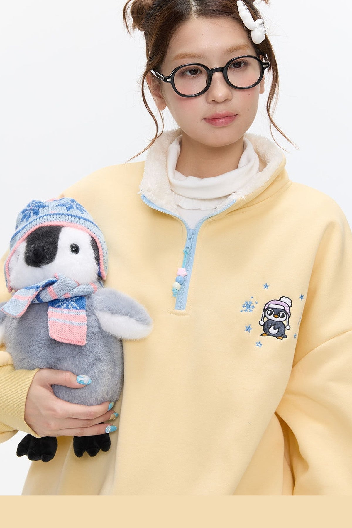 Penguin Embroidered Pullover Sweatshirt