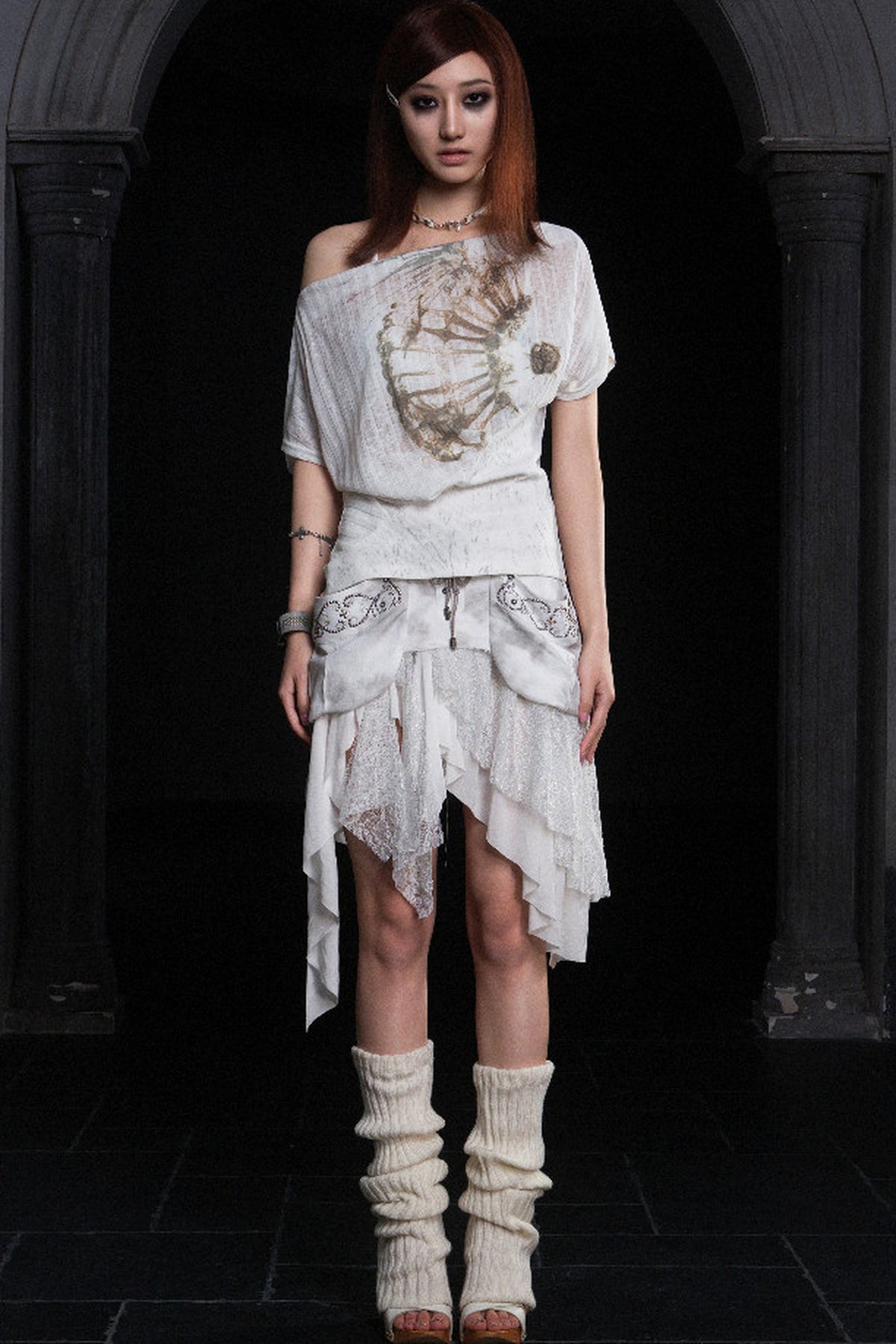 Printed Off-Shoulder Short-Sleeve T-Shirt