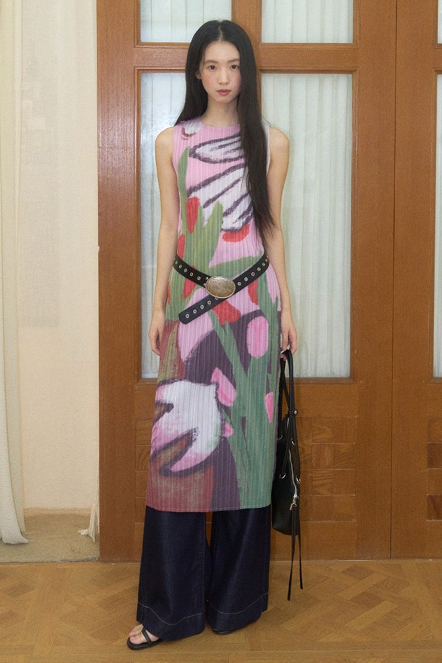 Hand-Painted Pleated Dress
