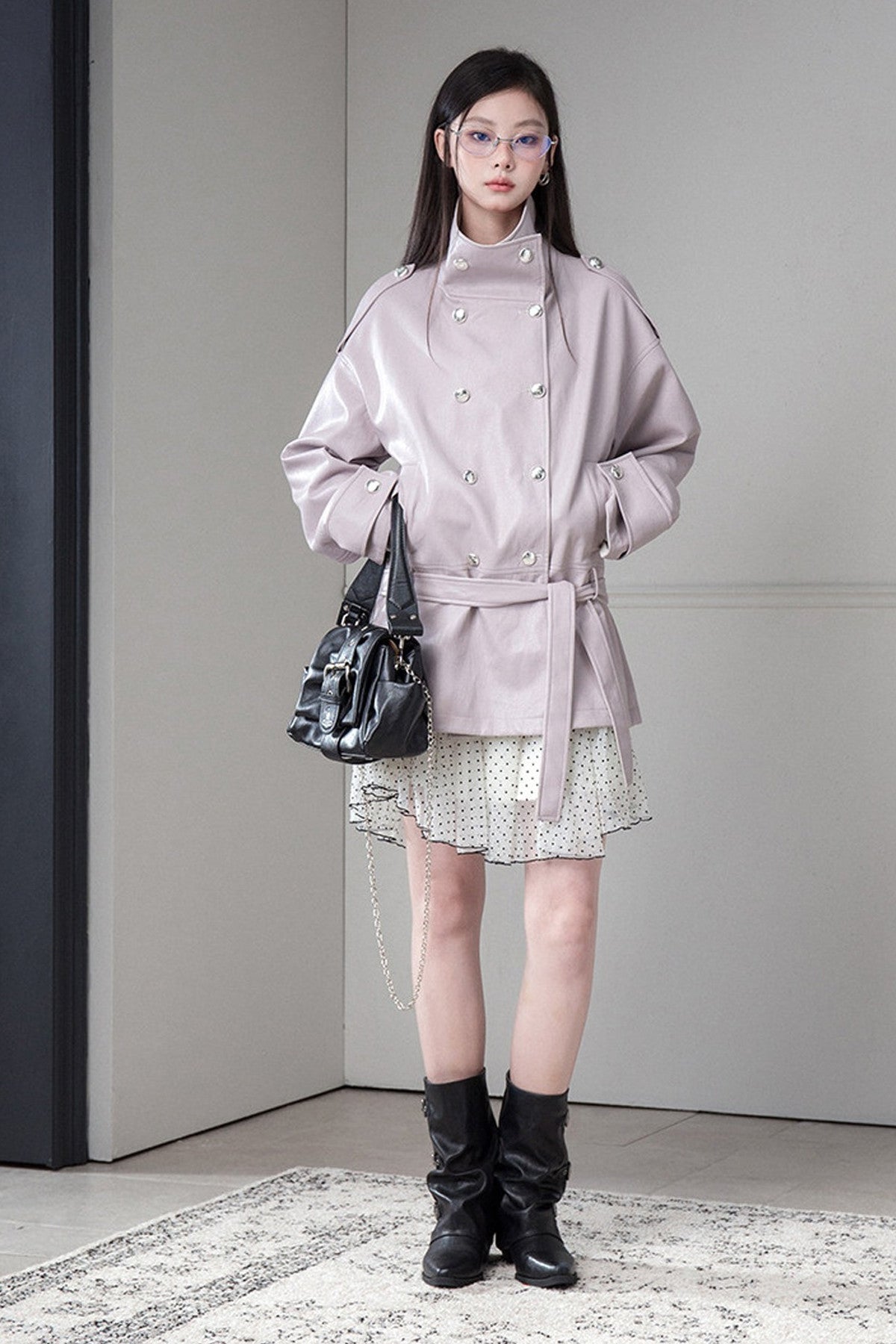 Reversible Color-Blocked Stand Collar Trench Coat