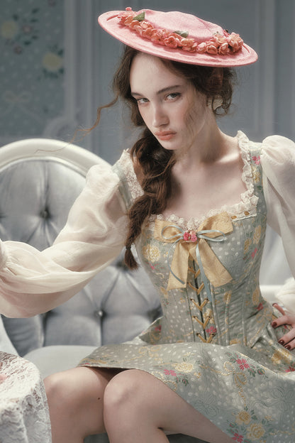 French Retro Fishbone Corset Short Dress